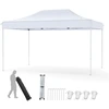 Image de CostwayTonnelle de Jardin Instantan ©e 300x445 CM Tente de Jardin avec Trous de Drainage Sac   Roulettes 4 Cordes 8 Piquets Blanc