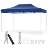 Image de CostwayTonnelle de Jardin Instantan ©e 300x445 CM Tente de Jardin avec Trous de Drainage Sac   Roulettes 4 Cordes 8 Piquets Bleu