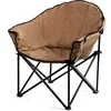 Image de CostwayChaise de Camping Pliante Grand Format Chaise Ronde Lune Rembourrée avec Porte-gobelet Assise Profonde et Inclinable Charge 200kg Marron