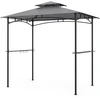Image de CostwayTonnelle de Barbecue 242 x 150 cm avec 2 Etagères Latérales Abri Barbecue à Deux Niveaux Cadre en Métal avec Toit Souple 6 Crochets Gris