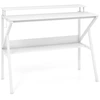 Image de CostwayBureau Compact avec Support pour Moniteur Crochet Suspendu et Étagère de Rangement Bureau d'Écriture Polyvalent avec Cadre Métallique Blanc