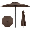 Image de CostwayParasol de Terrasse de 260 cm Parasol à Manivelle avec 8 Baleines Robustes Dessus Ventilé Protection Solaire Parasol de Table Café