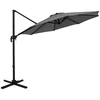 Image de CostwayParasol de Terrasse Rond Cantilever 294x247cm avec Rotation à 360° 5 Inclinaisons Réglables Base Forme de Croix Gris