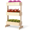 Image de CostwayJardin Vertical avec 3 Étagères Parterre de Fleurs avec 3 Bacs de Plantation Jardin en Bois de Sapin Naturel 69 X 39 X 109 cm Naturel