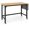 Image de CostwayBureau d'Ordinateur Roulant 120 cm Bureau Informatique Mobile avec Cadre en Métal Table de Travail Naturel