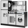 Image de CostwayCuisine pour Enfants avec Accessoires Ensemble de Jouets de Cuisine avec Four et Machine à Laver Noir