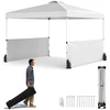 Image de CostwayTonnelle de Jardin Pliable 3x3M avec 2 Demi-Murs Lat ©raux Tente avec Sac   roulettes 8 Piquets 4 Ancrages 4 Cordes Coupe-Vent Blanc