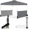 Image de CostwayTonnelle de Jardin Pliable 3x3M avec 2 Demi-Murs Lat ©raux Tente avec Sac   roulettes 8 Piquets 4 Ancrages 4 Cordes Coupe-Vent Gris