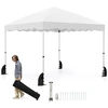 Image de CostwayTonnelle Pliante 3 x 3 M, Abri Extérieur Portable et Pliable avec Sac à Roulettes 8 Piquets 4 Ancrages 4 Cordes Coupe-vent Blanc