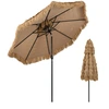 Image de CostwayParasol en Paillasse 299CM de Style Hawaïen avec Manivelle Facile Inclinaison Réglable Dessus Aéré 8 Nervures Parasol de Marché à 2 Niveaux