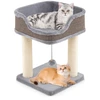 Image de CostwayPetit Arbre à Chat d'Intérieur Tour pour Chat avec Perchoir en Peluche Confortable Poteaux à Griffer en Sisal Balle Suspendue Gris