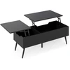 Image de CostwayTable Basse Relevable Table Basse Moderne avec 2 Compartiments de Rangement Dissimulés Table de Travail Pliante 111x48x40-53,5cm Noir