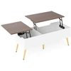Image de CostwayTable Basse Relevable Table Basse Moderne avec 2 Compartiments de Rangement Dissimulés Table de Travail Pliante 111x48x40-53,5cm Marron