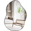 Image de CostwayMiroir Mural Élégant de Forme Asymétrique de 78 x 56,5 Cm Panneau Arrière de Qualité Supérieure avec Vis d'Expansion Miroir Mural Décoratif Noir