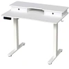 Image de CostwayBureau Assis-Debout Electrique 100x60 cm avec 2 Tiroirs Réglable en Hauteur Support d'Ecran Etagère de Rangement Blanc