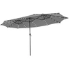 Image de CostwayParasol de Terrasse Double Face de 4,70m avec 48 Lumières LED Panneau Solaire à Chargement Automatique Parasol Extra-large à Manivelle Gris