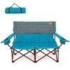 Image de CostwayChaise de Camping Surdimensionnée 2 Places avec Accoudoirs Réglables et Porte-Gobelets avec Sac de Transport Capacité 272 kg Bleu