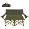 Image de CostwayChaise de Camping Surdimensionnée 2 Places avec Accoudoirs Réglables et Porte-Gobelets avec Sac de Transport Capacité 272 kg Vert