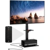 Image de CostwaySupport TV au Sol avec Prise Secteur Support Universel pour TV de 32-70 Pouces Jusqu'à 50kg Inclinable Réglable en Hauteur Noir