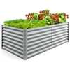 Image de CostwayLit de Jardin Surélevé de 60 cm à Fond Ouvert Jardinière Surélevée Rectangulaire en Métal avec Protection d'Angle Epaisse 180x95x60cm Gris