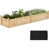Image de CostwayBac à Jardiner Surélevé en Bois Jardinière Rectangulaire avec Séparateur Système de Drainage Doublure pour Fruits Légumes Naturel