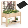 Image de CostwayJardinière Surélevée avec Treillis Bac à Plantes en Bois avec Pieds Doublure Étagère de Rangement et Trous de Drainage pour Plantes Naturel