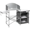 Image de CostwayTable de Camping Extérieur avec Rangement Cuisine de Camp Pliable avec Pare-vent Sac de Rangement Sac de Transport Gris