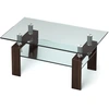 Image de CostwayTable Basse en Verre Design avec Etagère Plateau en Verre Trempé Tube en Acier Inoxydable Pied en Acier 99x60x44,5CM Jusqu'à 130KG Brun