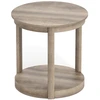 Image de CostwayTable Basse Ronde à 2 Niveaux Table de Canapé en Bois Caoutchouc Table de Café Table D'appoint Style Maison de Campagne Gris