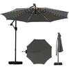 Image de CostwayParasol Déporté Solaire 3 M avec Base Parasol Inclinable avec LED 9 Modes Ajustement Facile de l'Inclinaison Rotation à 360° Gris