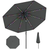 Image de CostwayParasol de Patio Solaire de 3 m avec 96 Lumières LED à 9 Modes Inclinaison Réglable Manivelle Facile 8 Baleines Toit Aéré Gris