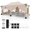 Image de CostwayPavillon Pliant 3 x 6 m avec 6 Parois Lat ©rales Amovibles et Sacs de Sable Beige