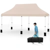 Image de CostwayTente Canopy Pop-up de 300x600cm Gazebo Portable Pliable Ext ©rieur avec Sac de Transport 6 Sacs de Sable Protection Solaire Beige