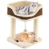 Image de CostwayPetit Arbre à Chat d'Intérieur Tour pour Chat avec Perchoir en Peluche Confortable Poteaux à Griffer en Sisal Balle Suspendue Beige