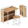 Image de CostwayBureau Pliable avec Tabouret Ensemble de Bureau et Tabouret Portable avec   tag ¨res de Rangement Prises AC Port USB & Type-C Naturel