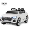 Image de CostwayVoiture Electrique 12 V pour Enfants Sous Licence Audi SQ8 avec Télécommande Klaxon Lumières LED Musique 3 Vitesses pour 3 Ans+ Blanc