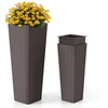 Image de CostwayEnsemble de Pots à Plantes en Rotin Lot de 2 Grands Jardinières d'Extérieur avec Bacs Intérieurs Amovibles Trous de Drainage Café