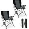 Image de CostwayLot de 2 Chaises de Camping Portable Chaise d'Extérieur Pliable en Tissu Oxford avec Porte-gobelet et Poche Latérale Charge Max 160 kg Noir