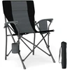 Image de CostwayChaise de Camping Portable Chaise d'Extérieur Pliable en Tissu Oxford avec Porte-gobelet et Poche Latérale Chaises en Métal Charge Max 160kg Noir