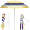 Image de CostwayParasol de Plage de 200 Cm Parasol Portable Extérieur pour Sable avec Inclinaison à Bouton-poussoir Sac de Transport Ancre de Sable Coloré