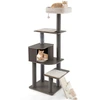 Image de CostwayArbre à Chat Haut de 171CM Tour pour Chat Multi-Niveaux avec Perchoir à Coussin Grand Condo Tapis Détachables Griffoirs Gris