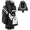 Image de CostwaySac de Golf pour Chariot Sac de Golf Moulé avec Fermeture à Glissière et 14 Compartiments Pleine Longueur Sac de Golf Léger Noir