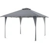 Image de CostwayTonnelle de Jardin Pop-up Toit A ©r © 395X395CM Tente R ©ception Instantan © avec 8 Trous de Drainage 4 Cordes 8 Piquets Sac de Transport Gris