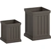 Image de CostwayLot de 2 Jardinières en Plastique Carrées de Grande Taille et Petite Taille avec Trous de Drainage et Design Empilable Contenants Marron