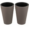 Image de CostwayLot de 2 Pots de Fleurs de 45cm de Hauteur Jardinières Décoratives Modernes avec Seau Intérieur Poignée Trous de Drainage Marron