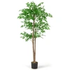 Image de CostwayPlante Artificielle de 150cm Imitation Bambou avec 1020 Feuilles Tronc en Bois Naturel Mousse Séchée Réaliste Pot de Pépinière