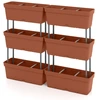 Image de Costway6 Boîtes à Plantes de Jardin Jardinière Verticale Surélevée Arrangement DIY Tour de Plantation pour Légumes Herbes Pots de Fleurs Rouge