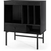 Image de CostwayGrand Support pour Platine Vinyle Meuble de Rangement Vinyles Style Mid Century Moderne avec Compartiments Ouverts Porte-Album Noir