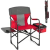 Image de CostwayChaise de Camping Pliante Chaise de Réalisateur Robuste avec Table Latérale Sac Isotherme Sac de Rangement et Sangle Portable de 180kg Rouge