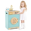 Image de CostwayEnsemble de Lavage pour Enfants Machine à Laver Jouet avec Détergent à Lessive et Désinfectant pour les Mains avec Évier pour 3+ Ans Bleu